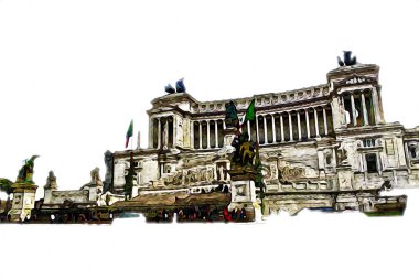 Roma İtalya sanatı eskiz çizimi eğlenceli tasarım antika retro