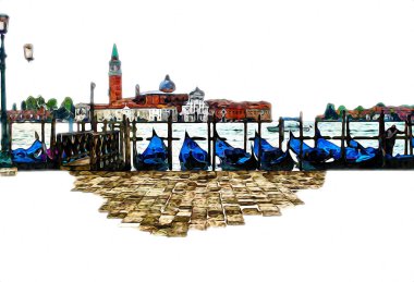 Venedik sanat eskizi çizimi eğlenceli tasarım antika retro