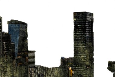 Varşova şehir manzarası dış sanat çizimi çizimi