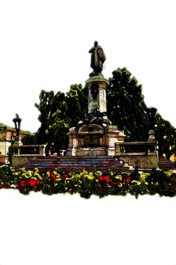 Varşova şehir manzarası dış sanat çizimi çizimi