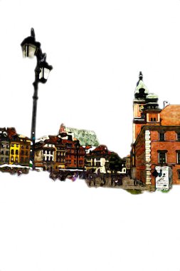 Varşova şehir manzarası dış sanat çizimi çizimi