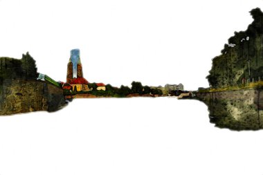 Wroclaw City Poland antika sanat eskizi çizimi