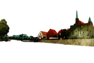 Wroclaw City Poland antika sanat eskizi çizimi