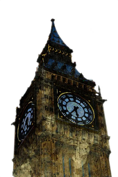 London Big Ben Art Zeichnung Skizze Illustration Spaß Design Vintage — Stockfoto