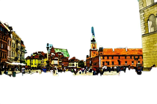 Warsaw Cityscape Exterior Art Drawing Sketch Illustration — Stock Photo, Image