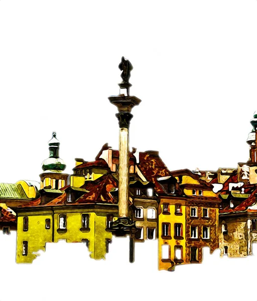 Warsaw Cityscape Exterior Art Drawing Sketch Illustration — Stock Photo, Image