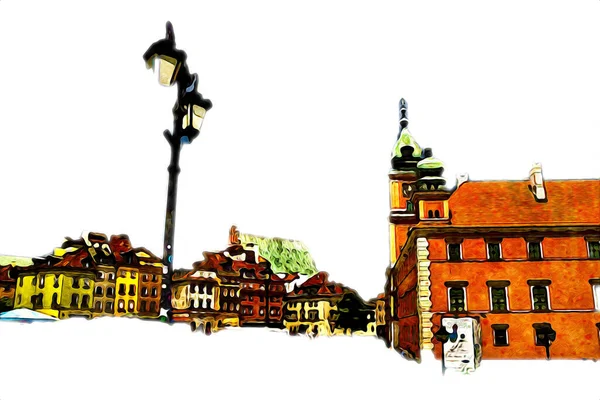 Warsaw Cityscape Exterior Art Drawing Sketch Illustration — Stock Photo, Image