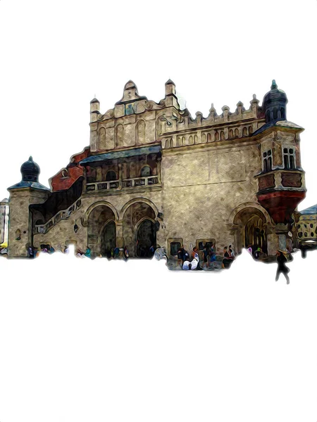 Old City Krakow Art Illustration Retro Vintage — Stock Photo, Image