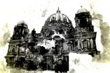 Berlin sanat eskizi çizimi eğlenceli tasarım antika retro