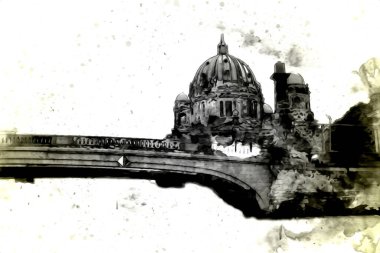 Berlin sanat eskizi çizimi eğlenceli tasarım antika retro