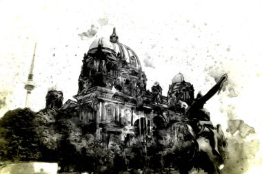 Berlin sanat eskizi çizimi eğlenceli tasarım antika retro