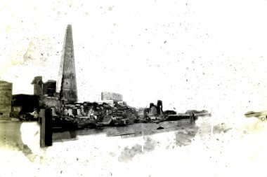 Londra 'nın büyük Ben sanat eseri çizimi, çizim, eğlenceli tasarım, antika retro