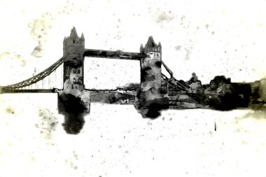 Londra 'nın büyük Ben sanat eseri çizimi, çizim, eğlenceli tasarım, antika retro