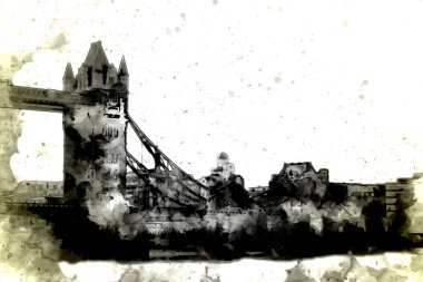 Londra 'nın büyük Ben sanat eseri çizimi, çizim, eğlenceli tasarım, antika retro