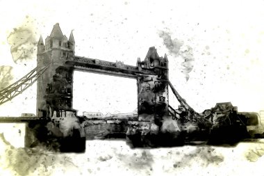 Londra 'nın büyük Ben sanat eseri çizimi, çizim, eğlenceli tasarım, antika retro