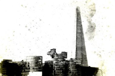 Londra 'nın büyük Ben sanat eseri çizimi, çizim, eğlenceli tasarım, antika retro