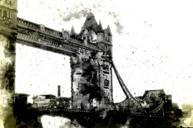 Londra 'nın büyük Ben sanat eseri çizimi, çizim, eğlenceli tasarım, antika retro