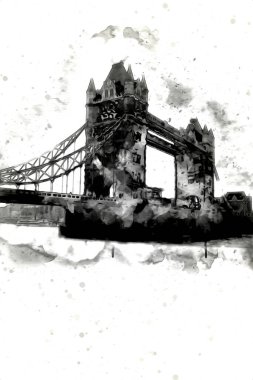 Londra 'nın büyük Ben sanat eseri çizimi, çizim, eğlenceli tasarım, antika retro