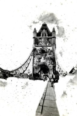 Londra 'nın büyük Ben sanat eseri çizimi, çizim, eğlenceli tasarım, antika retro