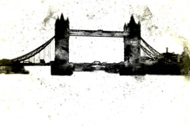 Londra 'nın büyük Ben sanat eseri çizimi, çizim, eğlenceli tasarım, antika retro