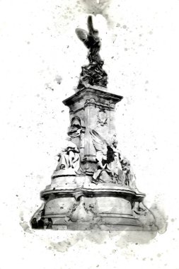 Londra 'nın büyük Ben sanat eseri çizimi, çizim, eğlenceli tasarım, antika retro