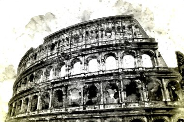 Roma İtalya sanatı eskiz çizimi eğlenceli tasarım antika retro