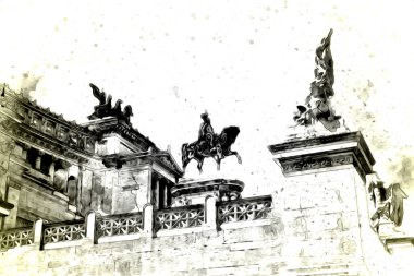 Roma İtalya sanatı eskiz çizimi eğlenceli tasarım antika retro