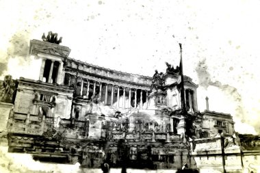 Roma İtalya sanatı eskiz çizimi eğlenceli tasarım antika retro