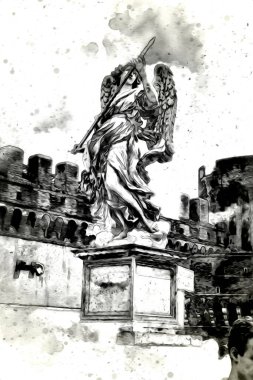 Roma İtalya sanatı eskiz çizimi eğlenceli tasarım antika retro