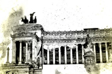 Roma İtalya sanatı eskiz çizimi eğlenceli tasarım antika retro