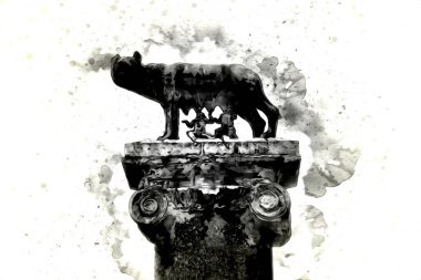 Roma İtalya sanatı eskiz çizimi eğlenceli tasarım antika retro