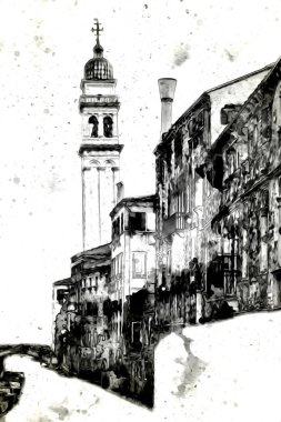 Venedik sanat eskizi çizimi eğlenceli tasarım antika retro