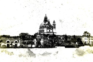 Venedik sanat eskizi çizimi eğlenceli tasarım antika retro