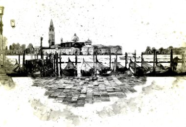 Venedik sanat eskizi çizimi eğlenceli tasarım antika retro