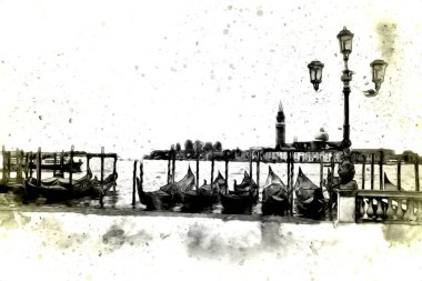 Venedik sanat eskizi çizimi eğlenceli tasarım antika retro