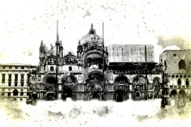 Venedik sanat eskizi çizimi eğlenceli tasarım antika retro