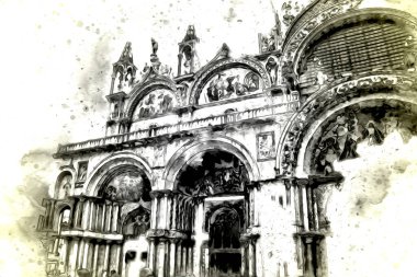 Venedik sanat eskizi çizimi eğlenceli tasarım antika retro