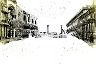 Venedik sanat eskizi çizimi eğlenceli tasarım antika retro