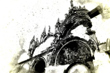 Venedik sanat eskizi çizimi eğlenceli tasarım antika retro