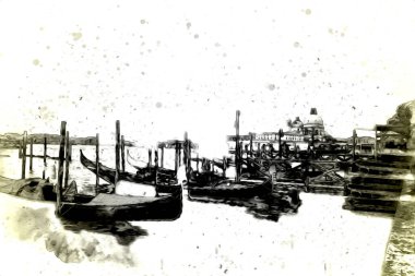 Venedik sanat eskizi çizimi eğlenceli tasarım antika retro