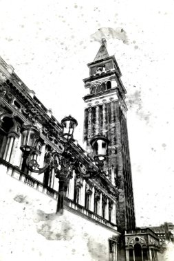 Venedik sanat eskizi çizimi eğlenceli tasarım antika retro