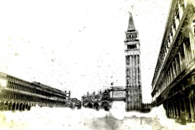 Venedik sanat eskizi çizimi eğlenceli tasarım antika retro