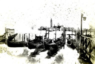 Venedik sanat eskizi çizimi eğlenceli tasarım antika retro
