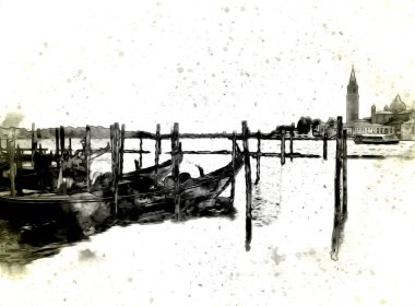 Venedik sanat eskizi çizimi eğlenceli tasarım antika retro