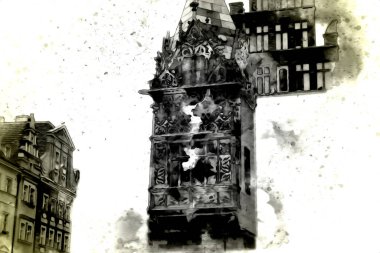 Wroclaw City Poland antika sanat eskizi çizimi