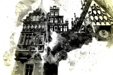 Wroclaw City Poland antika sanat eskizi çizimi