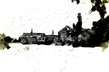 Wroclaw City Poland antika sanat eskizi çizimi