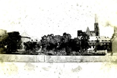 Wroclaw City Poland antika sanat eskizi çizimi