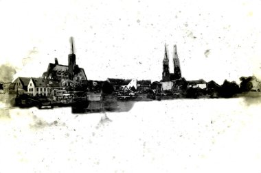 Wroclaw City Poland antika sanat eskizi çizimi