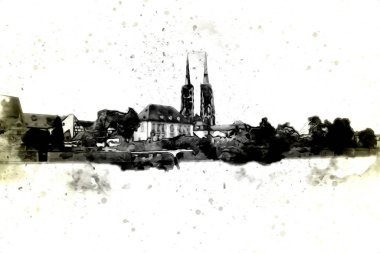 Wroclaw City Poland antika sanat eskizi çizimi